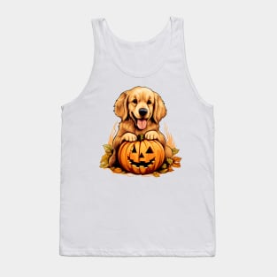 Golden Retriever Dog inside Pumpkin #6 Tank Top